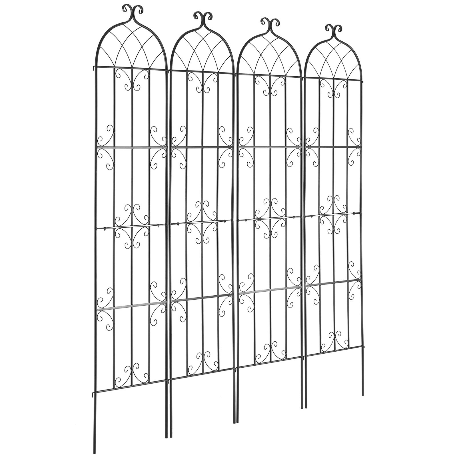 VEVOR Garden Trellis for Climbing Plants, 87 x 20 in, 4 Packs Rustproof Metal Garden Flower Trellis, Outdoor Climbing Rose Trellis Cucumbers Support, Decorative Clematis Trellis for Courtyards Lawns