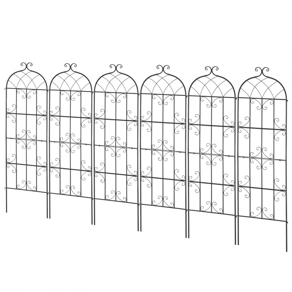 VEVOR Garden Trellis for Climbing Plants, 71 x 20 in, 6 Packs Rustproof Metal Garden Flower Trellis, Outdoor Climbing Rose Trellis Cucumbers Support, Decorative Clematis Trellis for Courtyards Lawns