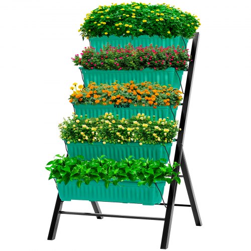 VEVOR Vertical Garden Planter 4 Feet Vertical Planters Outdoor with 5 Container Boxes Tiered Garden Bed Vertical Garden Vertical Planter for Patio Balcony Indoor Outdoor Flowers Herb Vegetables