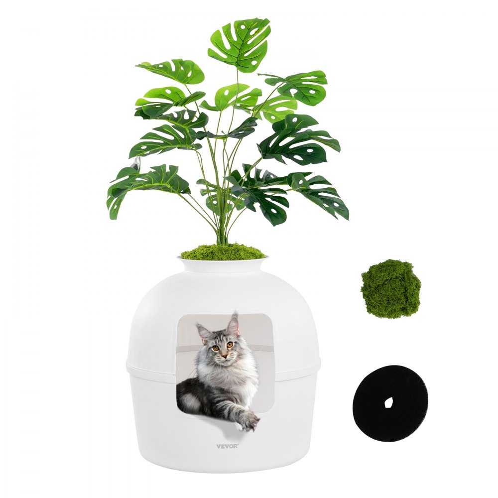 VEVOR Odor-Free Plant Cat Litter Box Hidden Cat Litter Box with Artificial Plant