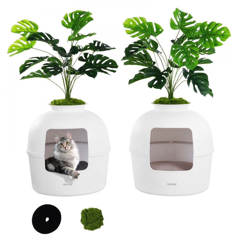 VEVOR Odor-Free Plant Cat Litter Box Hidden Cat Litter Box with Artificial Plant