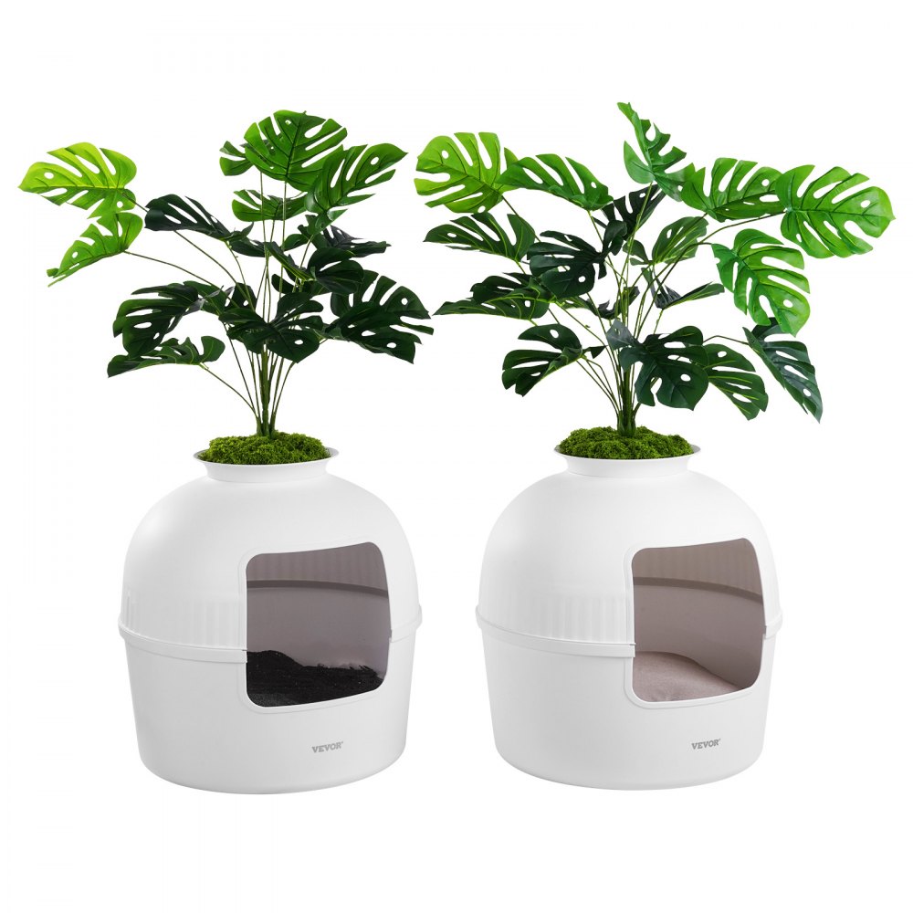 VEVOR Plant Cat Litter Box, Activated Carbon Adsorption System, Hidden Litter Box with 9.49 in Large Entrance, Lighting Decoration & Sturdy PP Material, Fit for Living Room/Corner/Outdoor Pool/Patio