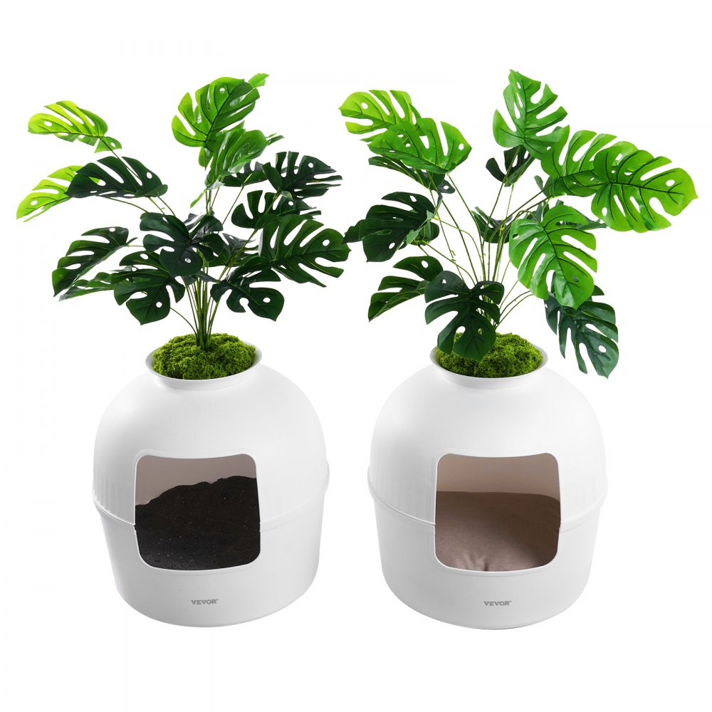 VEVOR Plant Cat Litter Box, Activated Carbon Adsorption System, Hidden Litter Box with 9.49 in Large Entrance, Lighting Decoration & Sturdy PP Material, Fit for Living Room/Corner/Outdoor Pool/Patio