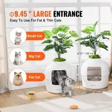 VEVOR Odor-Free Plant Cat Litter Box Hidden Cat Litter Box with Artificial Plant