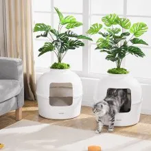 VEVOR Odor-Free Plant Cat Litter Box Hidden Cat Litter Box with Artificial Plant