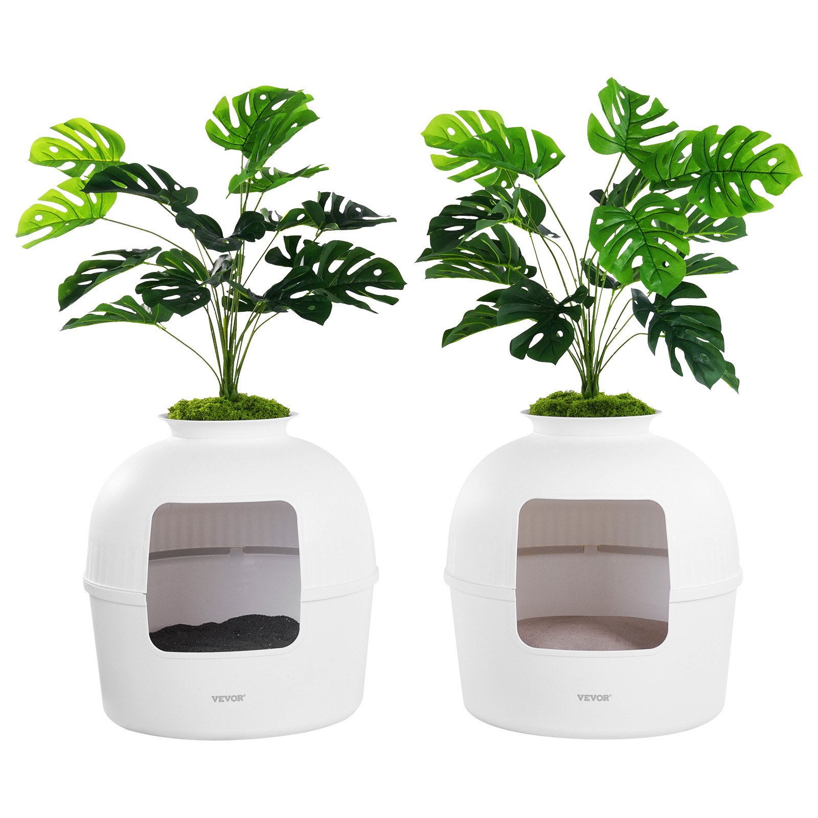 VEVOR Plant Cat Litter Box, Activated Carbon Adsorption System, Hidden Litter Box with 9.49 in Large Entrance, Lighting Decoration & Sturdy PP Material, Fit for Living Room/Corner/Outdoor Pool/Patio