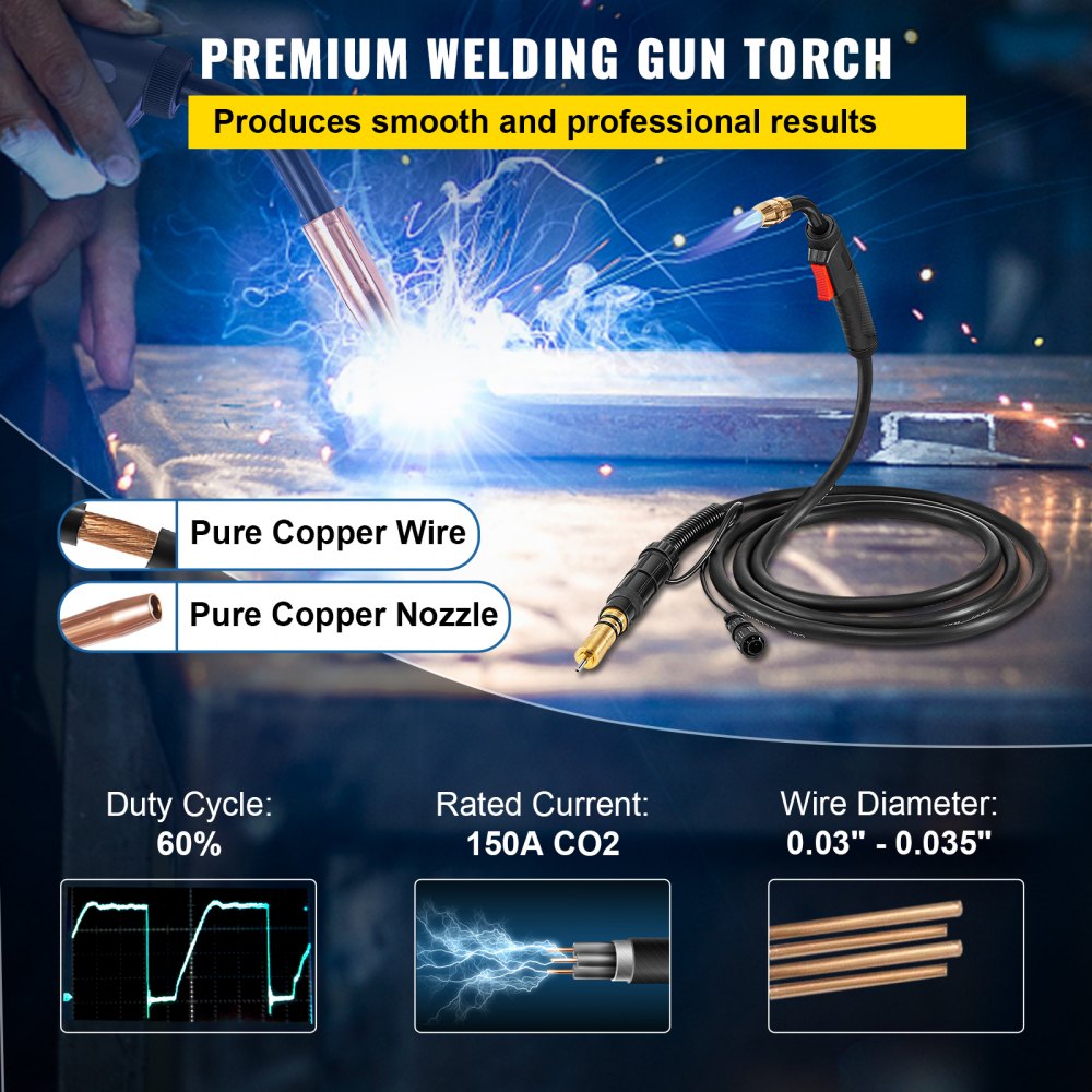 Miller Mig Antorcha de soldadura Stinger 150a 15 pies Reemplazo M-150 M-15 249040