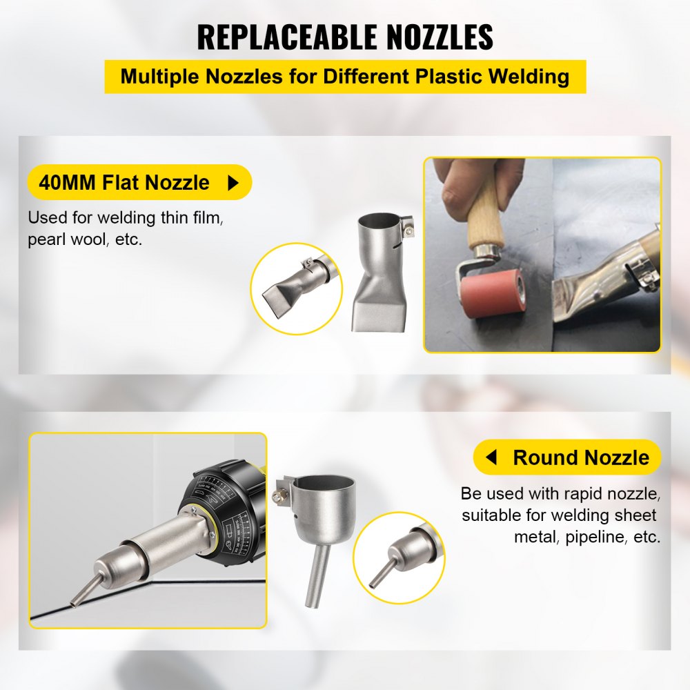 VEVOR Roofing Welder PVC Welding Gun 3 pcs 1000W 220V Hot Air Welding Tool Kit