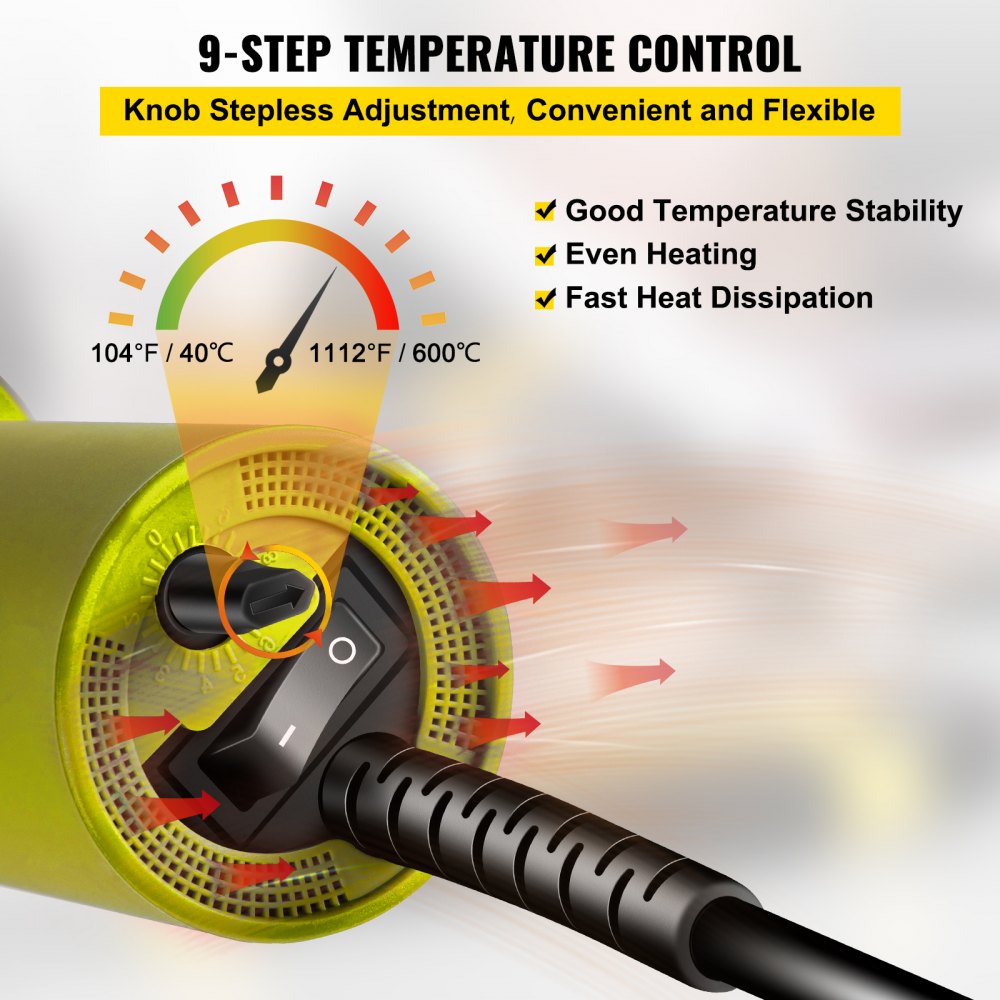 VEVOR Roofing Welder PVC Welding Gun 3 pcs 1000W 220V Hot Air Welding Tool Kit