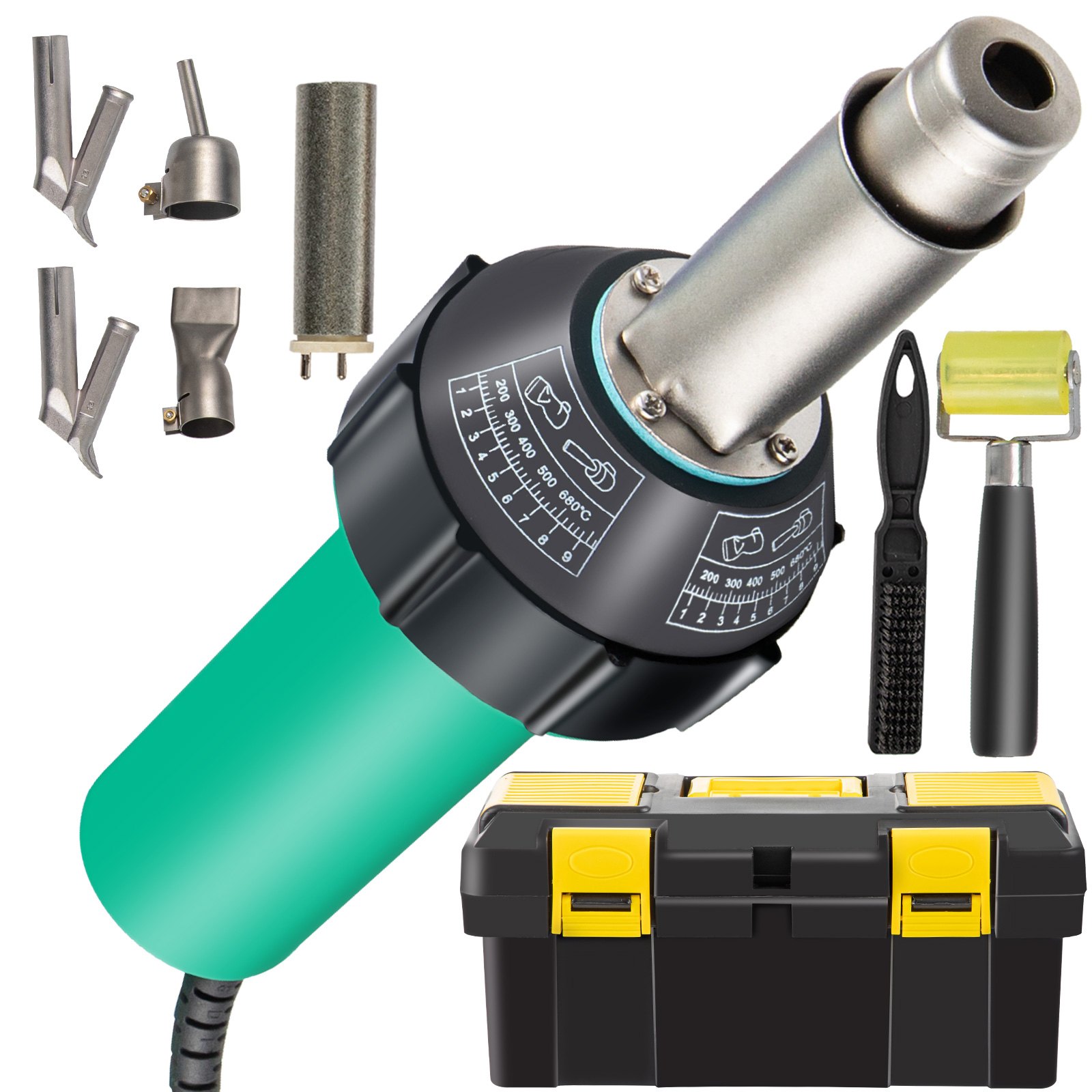 VEVOR Roofing Welder PVC Welding Gun 6 pcs 1600W 220V Welding Tool Kit w/ Case