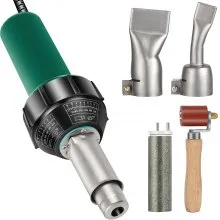 VEVOR Roofing Welder, 3 Pcs PVC Welding Gun, 1600W Hot Air Plastic Welder, 120V PVC Heat Gun, Plastic Welder w/ Mica Pipe Heating Core, Stepless Temperature Regulation 104-1112 °F Plastic Welder Kit