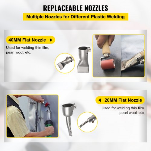 VEVOR Roofing Welder, 4 Pcs PVC Welding Gun, 1600W Hot Air Plastic Welder, 220V PVC Heat Gun, Plastic Welder w/ Mica Pipe Heating Core, Stepless Temperature Regulation 40-600 ℃ Plastic Welder Kit