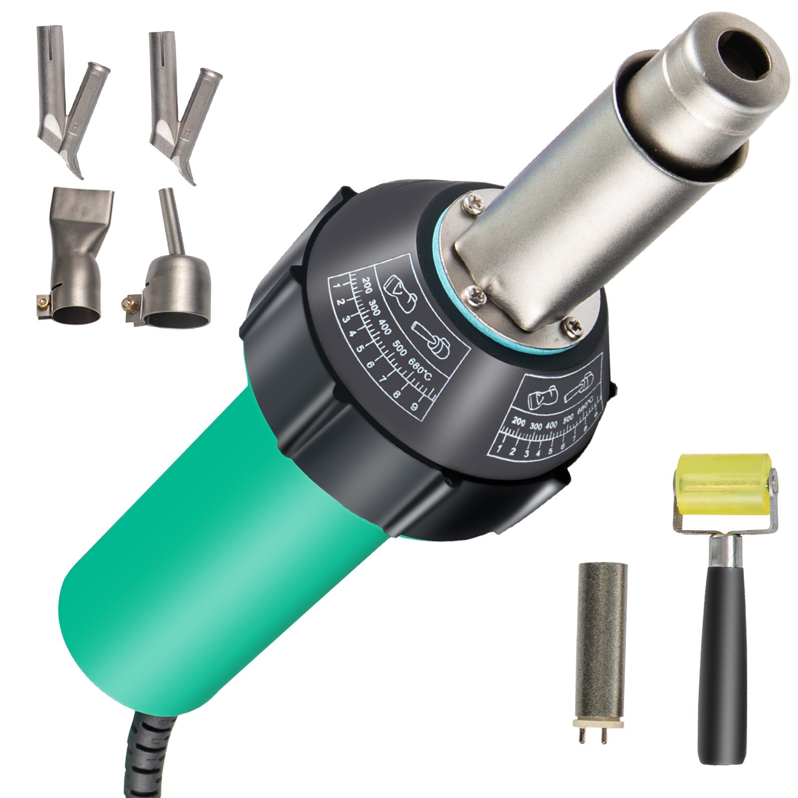 VEVOR Roofing Welder PVC Welding Gun 6 pcs 1600W 220V Hot Air Welding Tool Kit