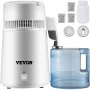 VEVOR Pure Water Distiller 4L Stainless Steel Inner Water Distillation 750W Water Purifier Filter Water Distillers Machine with Collection Bottle for Offices Homes, White