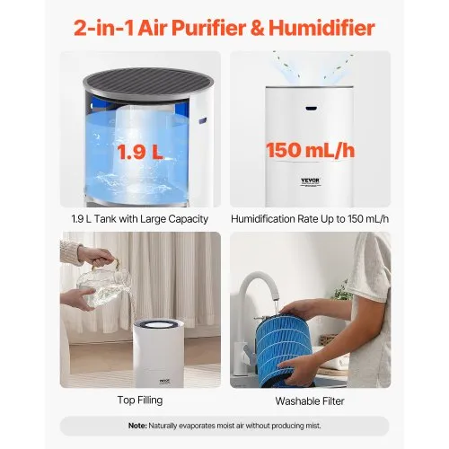 Airthereal Purificatore d'aria 2 in 1 con umidificatore fino a 123 m²