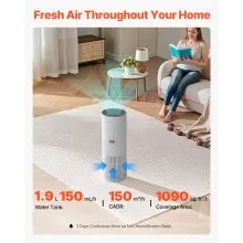 Purificador de aire de 1090 ft²/h con filtro HEPA 11 auténtico para el hogar, habitaciones grandes