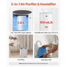 Purificador de aire de 1090 ft²/h con filtro HEPA 11 auténtico para el hogar, habitaciones grandes