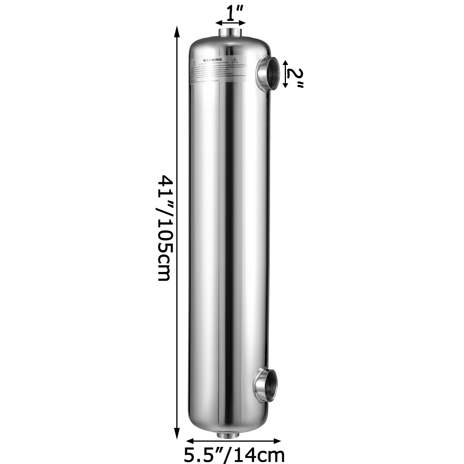 Pool Heat Exchanger Tube Shell Heat Exchanger 400k Ss304 Same Side 1"+ 2"fpt