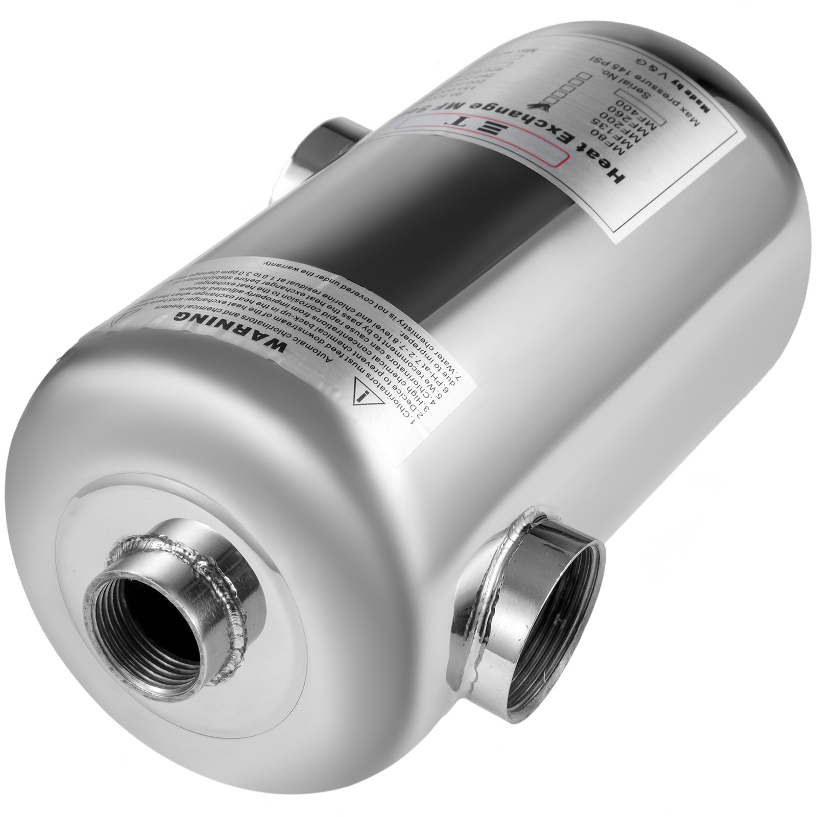 Pool Heat Exchanger Tube Shell Heat Exchanger 95kbtu Ss304 1"+ 1 1/2"fpt