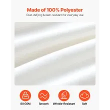 VEVOR Wrap Around Bed Skirt, 15 in Drop, White Dust Ruffle Queen Size, Three Sides Adjustable Bedskirt with Easy Fit Elastic Strap, Wrinkle-Free & Fade-Resistant, Machine Washable, for Queen Size Bed