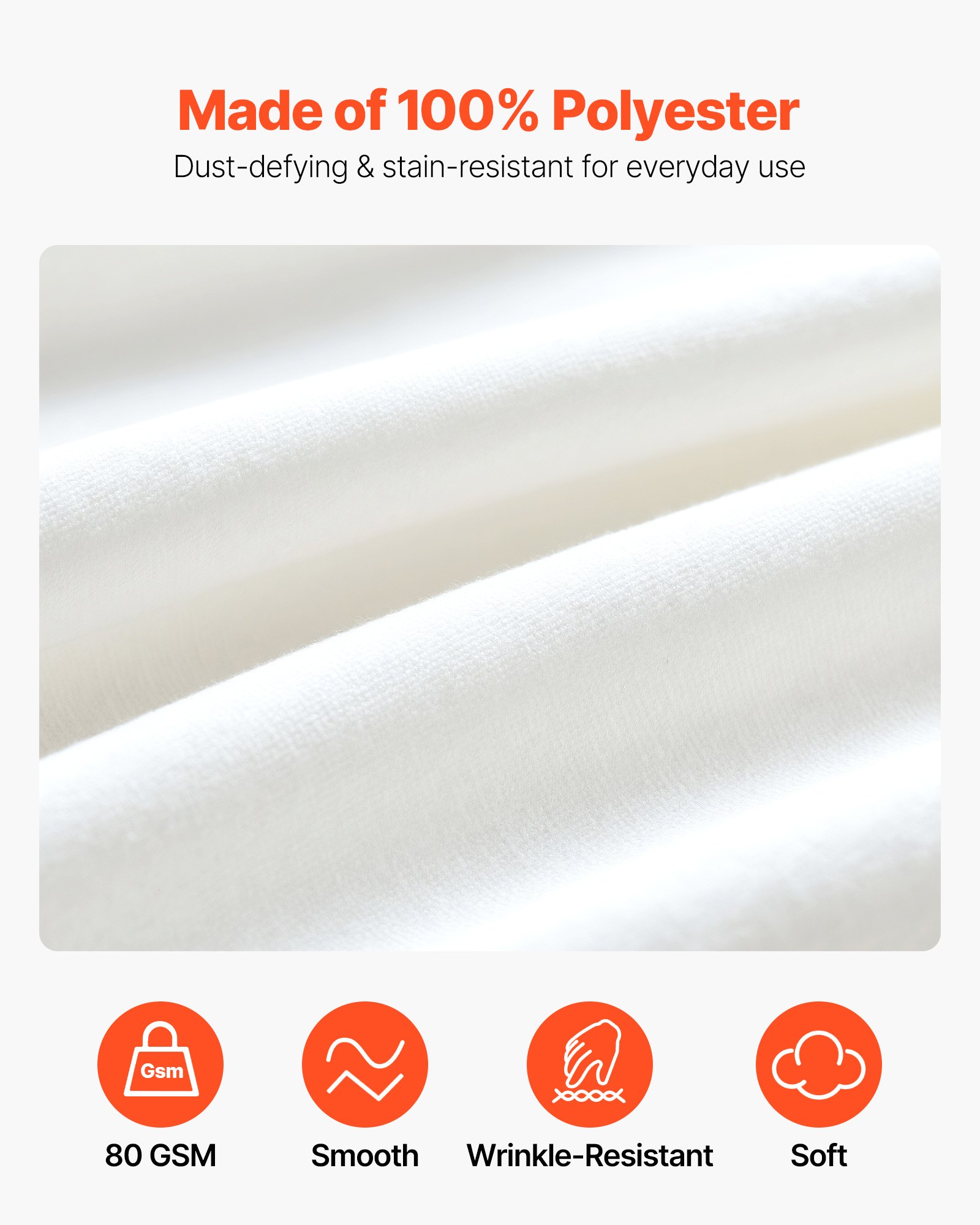 VEVOR Wrap Around Bed Skirt, 15 in Drop, White Dust Ruffle Queen Size, Three Sides Adjustable Bedskirt with Easy Fit Elastic Strap, Wrinkle-Free & Fade-Resistant, Machine Washable, for Queen Size Bed