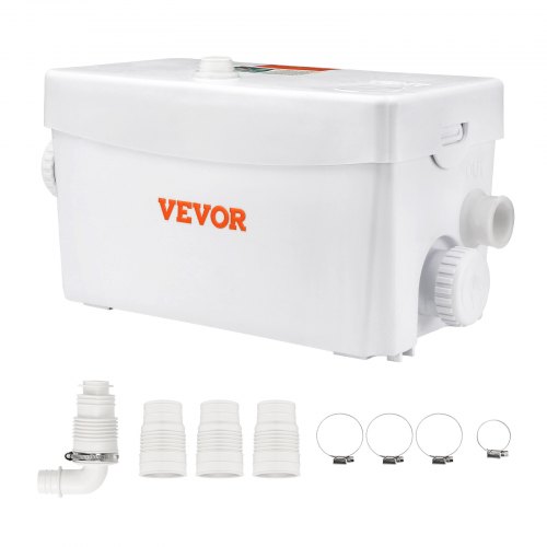 VEVOR 350W for Macerator Toilet Macerating Toilet Pump Macerator Pump 6000 L/h Flow, 23 ft/7 m Head Toilet Bowl,Toilet Tank Upflush Toilet with 3 Water Inltes For Kitchen, Bathroom