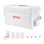 VEVOR 300W for Macerator Toilet Macerating Toilet Pump Macerator Pump 6000 L/h Flow, 23 ft/7 m Head Toilet Bowl,Toilet Tank Upflush Toilet with 3 Water Inltes For Kitchen, Bathroom