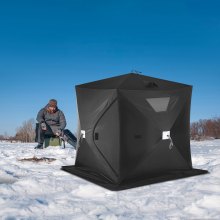 Σκηνή VEVOR 2-3 Person Ice Fishing Shelter, 300D Oxford Fabric Portable Ice Shelter with Pop-up Pull Design, Ισχυρό αδιάβροχο και αντιανεμικό Ice Fish Shelter for Outdoor Fishing, Μαύρο
