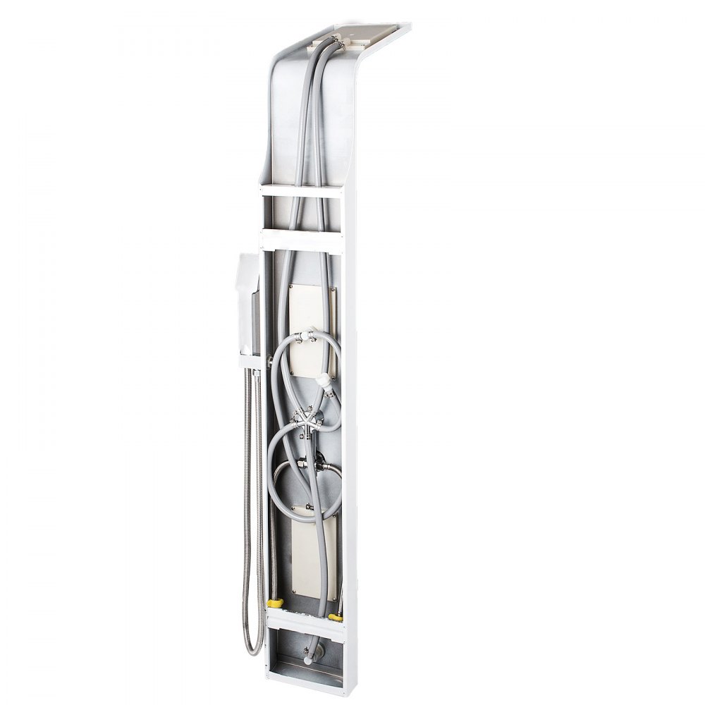 VEVOR 5 in 1 Shower Tower Panel Stainless Steel Mixer Panel Column Wall Mounted Panel Rainfall Complete System Unit Massage Jets Waterfall Bathroom Shower Tower (White Color)