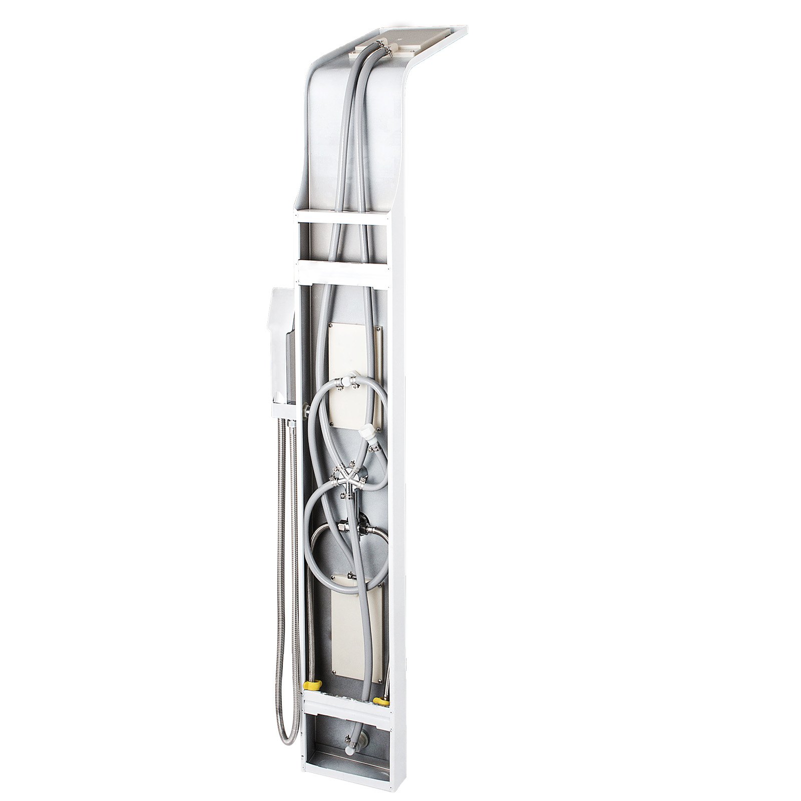VEVOR 5 in 1 Shower Tower Panel Stainless Steel Mixer Panel Column Wall Mounted Panel Rainfall Complete System Unit Massage Jets Waterfall Bathroom Shower Tower (White Color)
