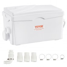 VEVOR Macerator Pump, 350W, 6000 L/h Flow, 23 ft/7 m Head, Macerator Sewerage Sump Pump with 3 Water Inlets for Basement, Kitchen, Sink, Shower, Bathtub, Laundry Waste Water Disposal Upflush Machine