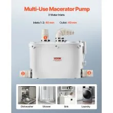 Macerator Pump 500W 29 GPM Flow 26 ft Head Lift Pump for Kitchen Basement Sink