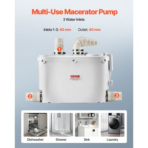 VEVOR MACERATOR PUMP, 900W, 48 GPM Flow, 40 ft/12 m Head, Macerator Sewerage Toi $225.26 VEVOR MACERATOR PUMP, 900W, 48 GPM Flow, 40 ft/12 m Head, Macerator Sewerage Toi $225.26