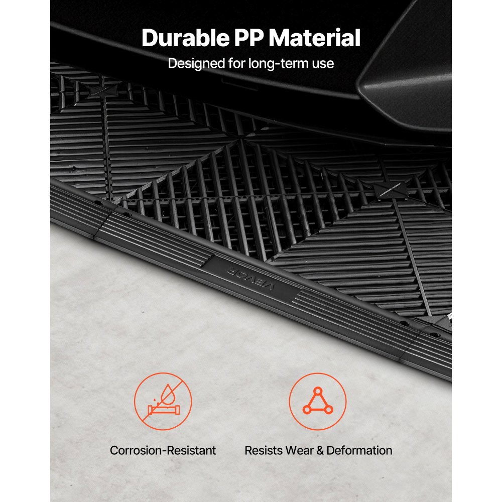 VEVOR Transition Edge Kit, 11-Piece, Durable PP Interlocking Modular Garage Floor Edging, Easy Installation, Edge Protection for Wet Area Restaurant, Only Compatible with VEVOR Drainage Mats, Black