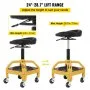 VEVOR Rolling Garage Stool, 300LBS Capacity, Adjustable Height from 24 in to 28.7 in, Mechanic Seat with 360-degree Swivel Wheels and Tool Tray, for Workshop, Auto Repair Shop, Yellow