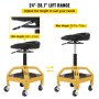 VEVOR Rolling Garage Stool, 300LBS Capacity, Adjustable Height from 24 in to 28.7 in, Mechanic Seat with 360-degree Swivel Wheels and Tool Tray, for Workshop, Auto Repair Shop, Yellow