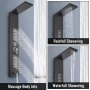 VEVOR 5 i 1 mode brusetårn panel rustfrit stål med bruseafskærmning badeværelse elektrisk bruser (sort farve)