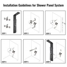 VEVOR 5 i 1 mode duschtorn Panel Rostfritt stål med duschskärm badrum elektrisk dusch (svart färg)