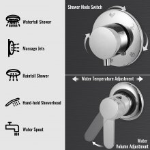 VEVOR Shower Panel Tower System Stainless Steel Multi-Function Shower Panel with Spout Rainfall Waterfall Massage Jets Tub Spout Hand Shower for Home Hotel Resort Split Type Black (Split, Black)
