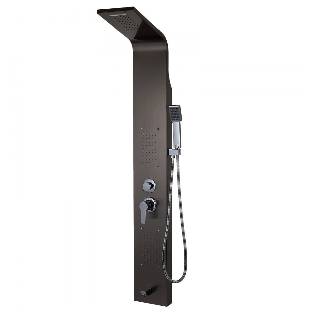 Stainless Steel Shower Panel Tower Waterfall&rain W/ Massage System Body Jet Tap