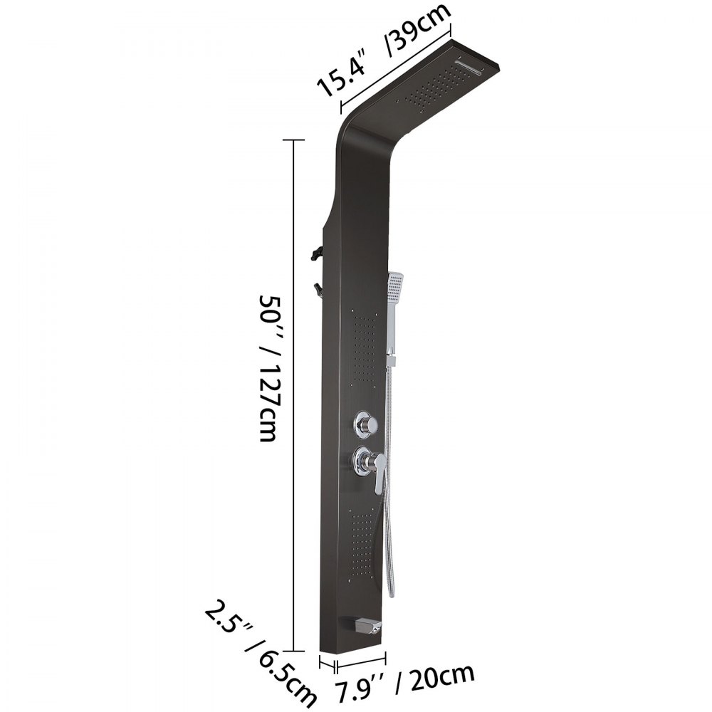 Stainless Steel Shower Panel Tower Waterfall&rain W/ Massage System Body Jet Tap