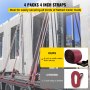 VEVOR Truck Straps, 4" x30' Winch Straps w/ Flat Hook, Flatbed Tie Downs 15400lbs Load Capacity, Flatbed Strap Cargo Control for Flatbeds, Trucks, Trailers, Farms, Rescues, Tree Saver, Red(10 Pack)