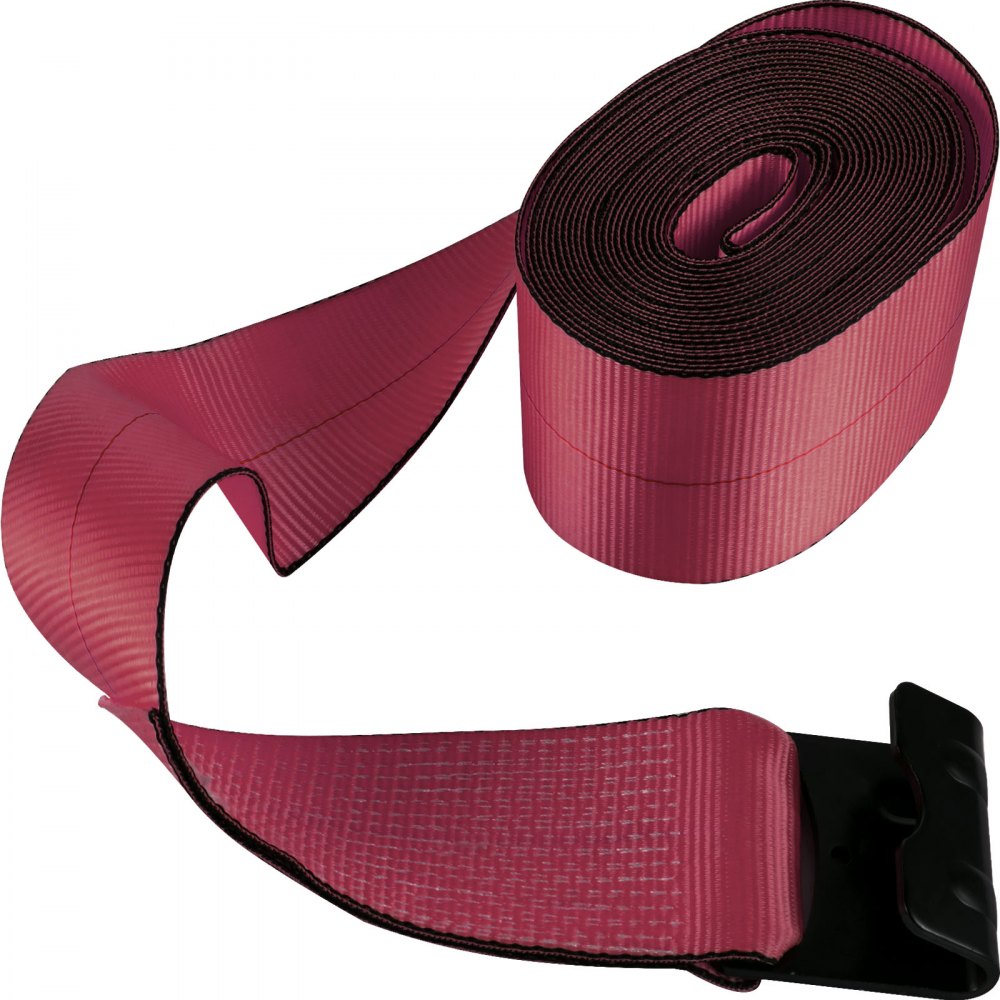 VEVOR Truck Straps 4" x30' Winch Straps with a Flat Hook Flatbed Tie Downs 15400lbs Load Capacity Flatbed Strap Cargo Control for Flatbeds, Trucks, Trailers, Farms, Rescues, Tree Saver, Red (4-Pack)