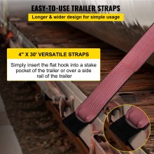 VEVOR Truck Straps 4" x30' Winch Straps with a Flat Hook Flatbed Tie Downs 15400lbs Load Capacity Flatbed Strap Cargo Control for Flatbeds, Trucks, Trailers, Farms, Rescues, Tree Saver, Red (8-Pack)