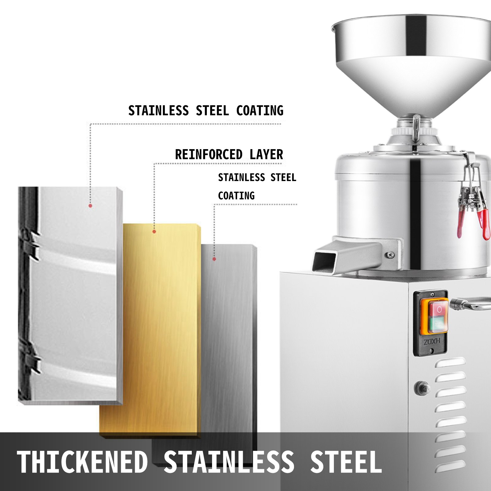 VEVOR Peanut Butter Maker 1100W Commercial Peanut Butter Maker 15 Kg/h Electric Peanut Butter Maker 2850 r/Min Peanut Butter Maker Stainless Steel Peanut Butter Maker Machine for Various Nuts