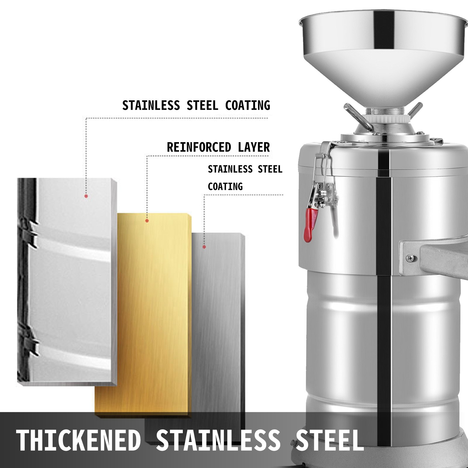 VEVOR Peanut Butter Maker 1100W Commercial Peanut Butter Maker 15 Kg/h Electric Peanut Butter Maker 2850 r/Min Peanut Butter Maker Stainless Steel Peanut Butter Maker Machine for Various Nuts