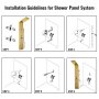 VEVOR 5 in 1 Shower Tower Panel Stainless Steel Wall Mounted Panel Rainfall  Massage Jets Waterfall Bathroom Shower Tower (Gold Color)