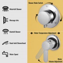 5 in1 Stainless Steel Shower Panel System Water Faucet Sprayer Gold
