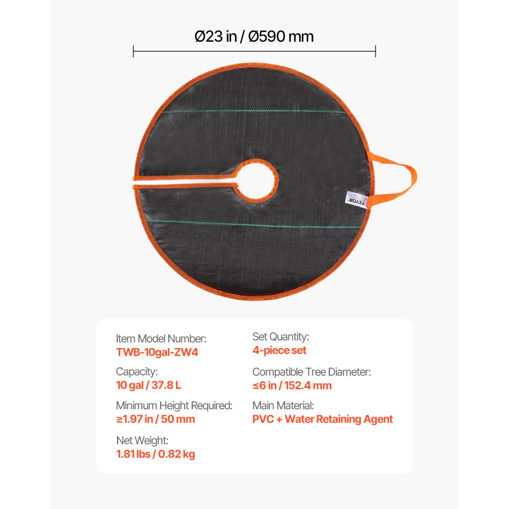 VEVOR Tree Watering Rings, 4 Packs 10 Gallons Self-Watering Tree Bags, Slow Release Tree Irrigation Bags up to 30 Days, Heavy Duty Automatic Drip System for for Planting Gardening Trees and Shrub