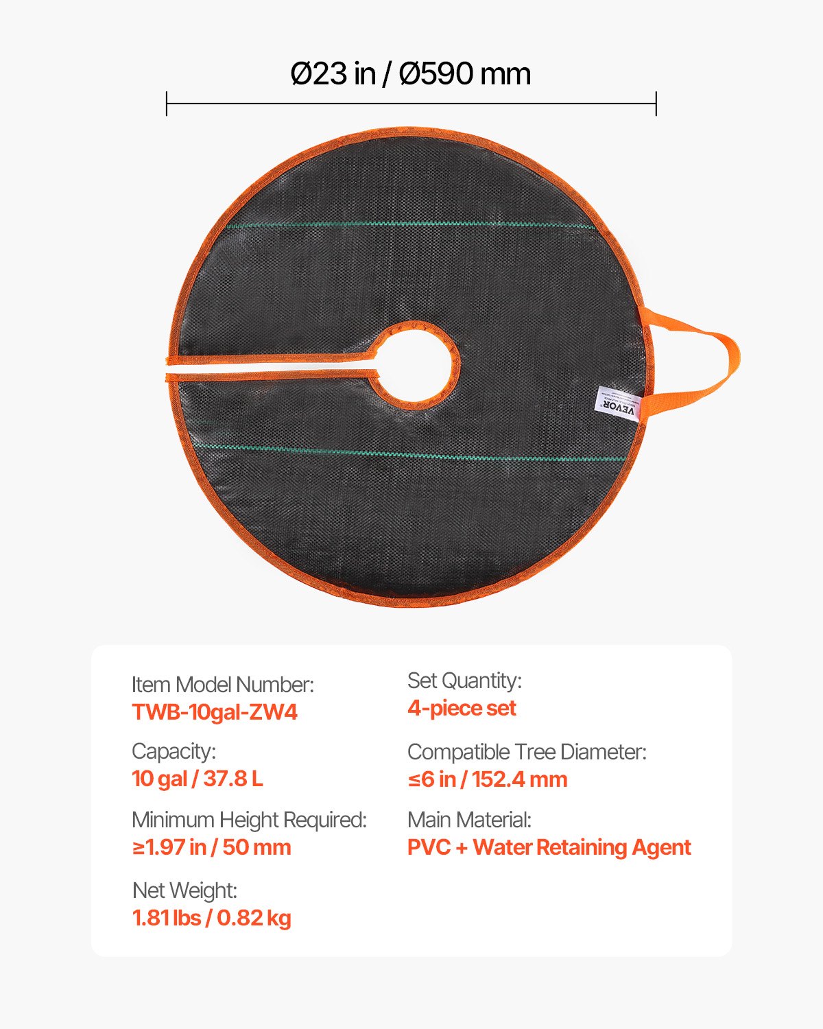 VEVOR Tree Watering Rings, 4 Packs 10 Gallons Self-Watering Tree Bags, Slow Release Tree Irrigation Bags up to 30 Days, Heavy Duty Automatic Drip System for for Planting Gardening Trees and Shrub